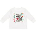 thumbnail image 3 of Inktastic Woodland Raccoon Spring Flowers Girls Long Sleeve Toddler T-Shirt, 3 of 5