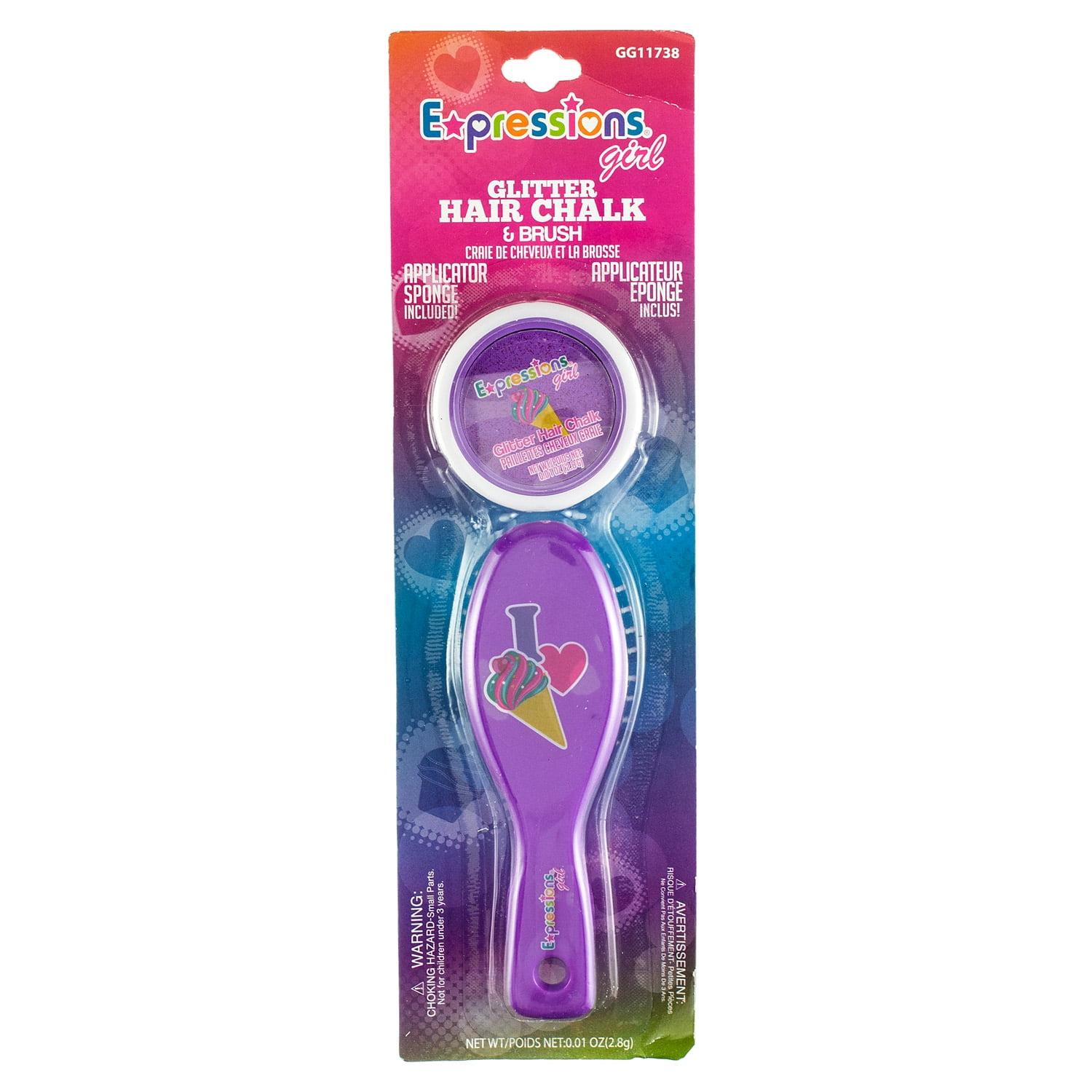 Expressions Girl Glitter Hair Chalk & Brush, 2 Ct