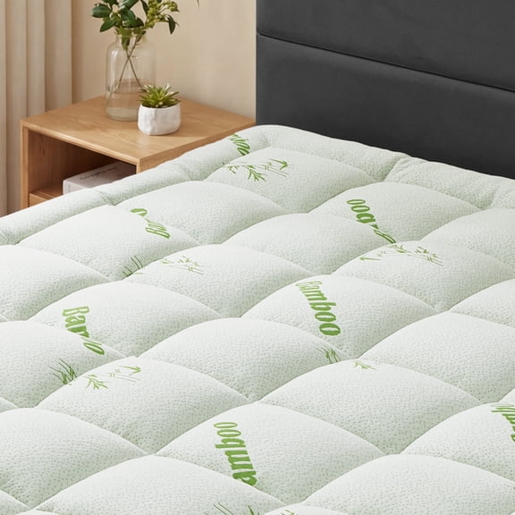 Extra Thick Queen Mattress Topper, Bamboo Cooling Mattress Pad Cover, Mattress Protector with 8-21 Inch Deep Pocket,White