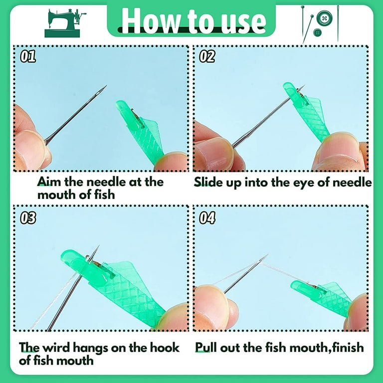 20 Pieces Fish Type Needle Threader Sewing Machine Needle Threader Green  Sewing Needle Inserter Hand Sewing Threader with Case 