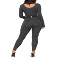 thumbnail image 4 of Women Long Jumpsuit Solid Color Long Sleeve U Neck Slim Bodysuit, 4 of 5