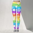 thumbnail image 2 of Bibifish Women's Yoga Pants Striped Color Block Rainbow Heart Print Elastic Waist Yoga Pants Breathable Gym Session Playful Leggings, 2 of 5