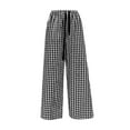 thumbnail image 5 of Alitao Lounge Pants Women Wide Leg Pants Woman Plaid Wide Leg Culotte Pants Gingham High Elastic Waisted Cropped Palazzo Pants With Pockets Baggy Pants Women'S Pants Black L, 5 of 5