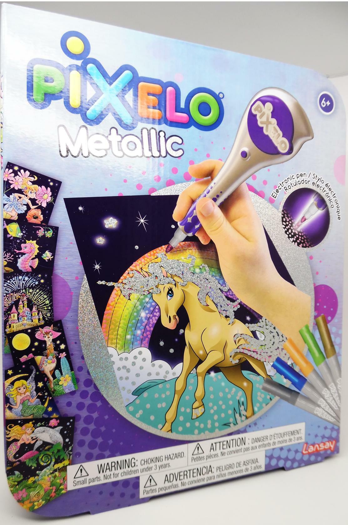 PIXELO Metallic Electronic Pen Art Set with 8 Designs & 6 Colored Markers for 6+
