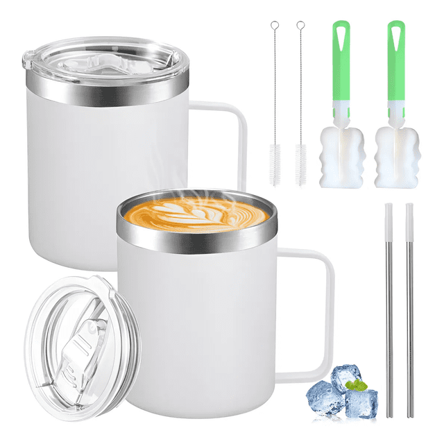 2pz 14oz Taza Para Cafe De Acero Inoxidable,colores Variados Xtellar blanco