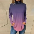 thumbnail image 3 of Scyoekwg Womens Pullover Tops Long Sleeve High Neck Basic Dressy Tunic Shirts Gradient Color Graphic Tee Fall Clothes Casual Loose Vintage Lightweight Blouses, 3 of 4