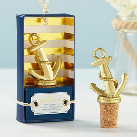 Kate Aspen Gold Nautical Anchor Bottle Stopper (Set of 12) | Guest Gifts, Party Souvenirs, Party Favor or Decorations for Bridal Showers, Bachelorette Parties, Birthday Parties, Wedding Favors &