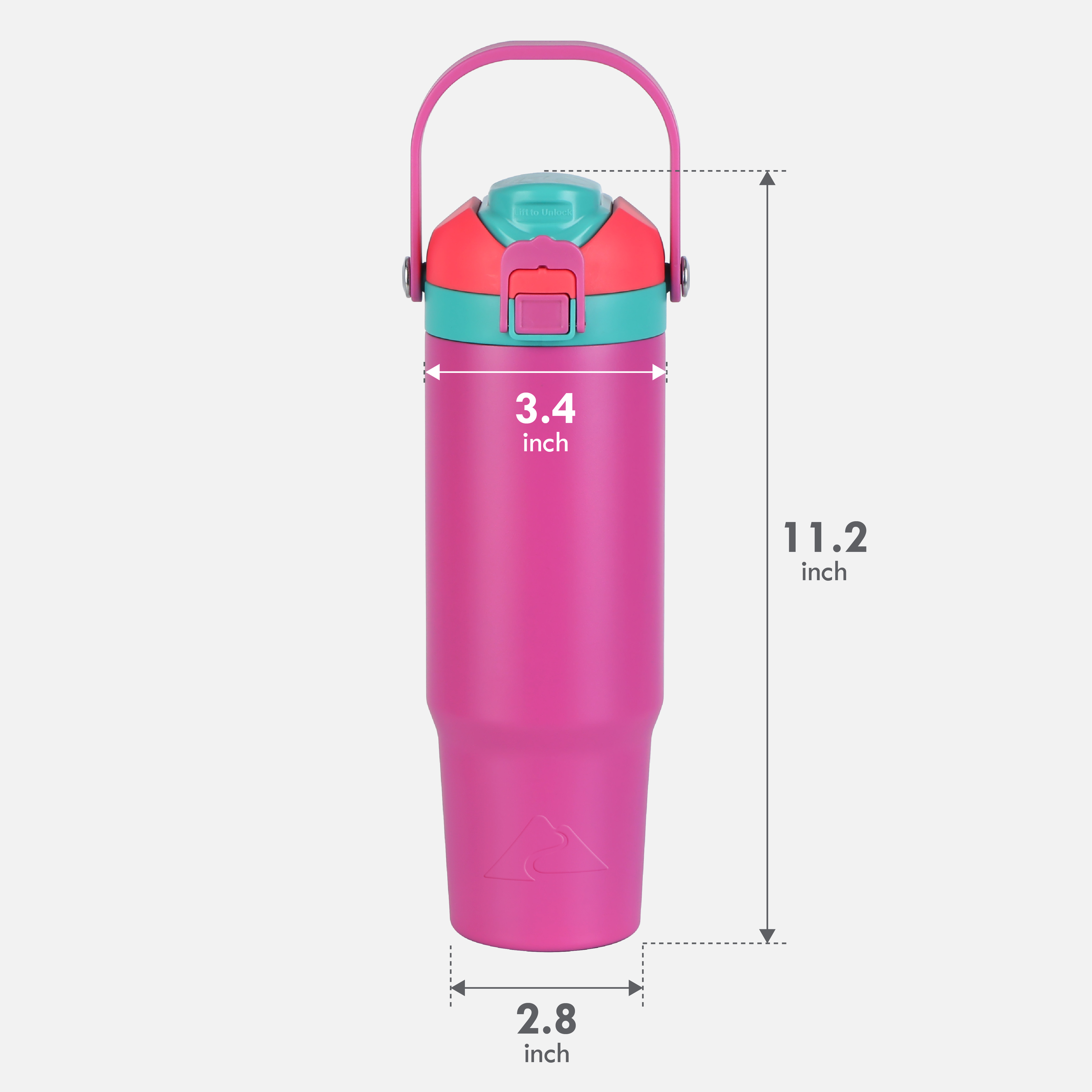 Vaso térmico de acero inoxidable de 30 oz con doble tapa, color rosa 2