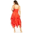 thumbnail image 2 of Sakkas Lady Mary Jacquard Corset Style Bodice Lightweight Handkerchief Hem Dress - Coral - Plus Size, 2 of 5