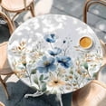 thumbnail image 3 of Blue Spring Floral Table Cloth, Round Fitted Tablecloths with Elastic Edge, Watercolor Blooming Summer Botanical Wipeable Waterproof Table Cover for Kitchen Wedding 45-54 Inches, 3 of 4