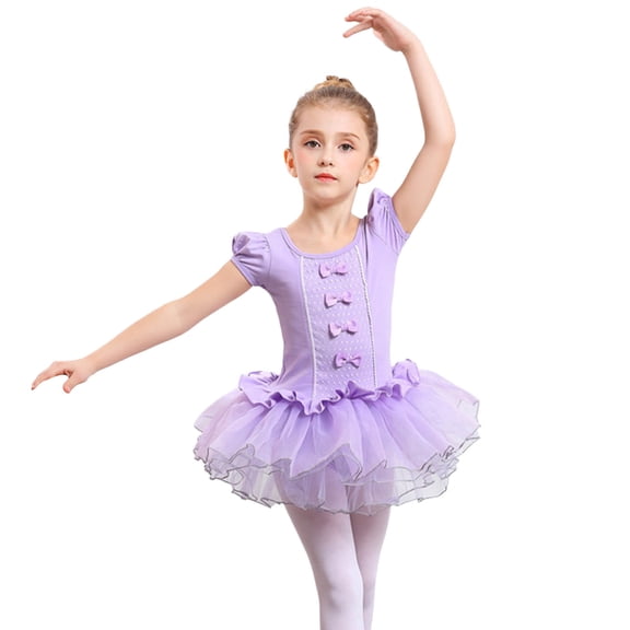 SGMVNU Toddler Girls Dresses Dance Ballet Tutu Leotard Ballerina Outfit Girls Dress 5t Fancy Long Sleeve Gymnastics Dress(Size 4-5 Years,2-Purple)
