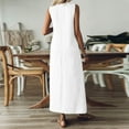 thumbnail image 6 of Tianiyouqing Linen Dresses for Women 2025 Maternity V Neck Flowy Palazzo Office Sundresses Sleeveless Zipper Up Comfortable Vacation Tank Dresses White L, 6 of 8