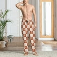 thumbnail image 2 of Wukai Brown Palms Mens PJ Pajama Pants|Sleepwear Plaid PJs with Pockets|Men's Lightweight Open-Hem Lounge Pants-Small, 2 of 6