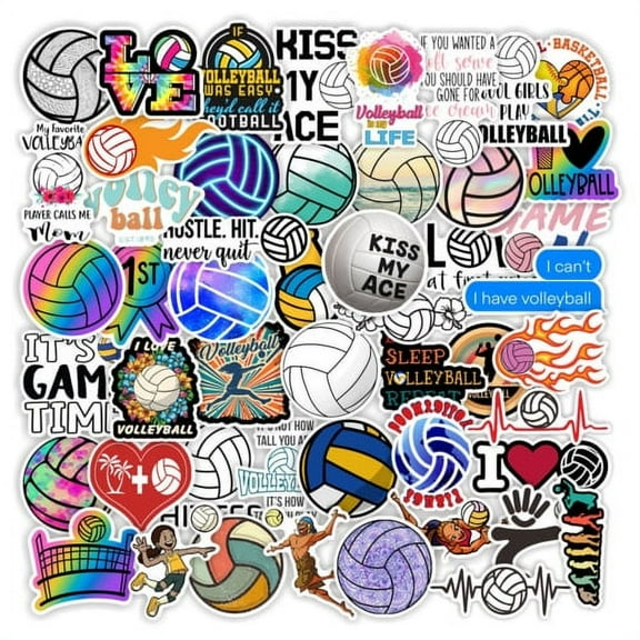 Zhaomeidaxi 100 Pcs Sports Stickers, Volleyball Stickers Decals for Laptop Water Bottle Phone Skateboard Luggage Guitar Party Graffiti Decals