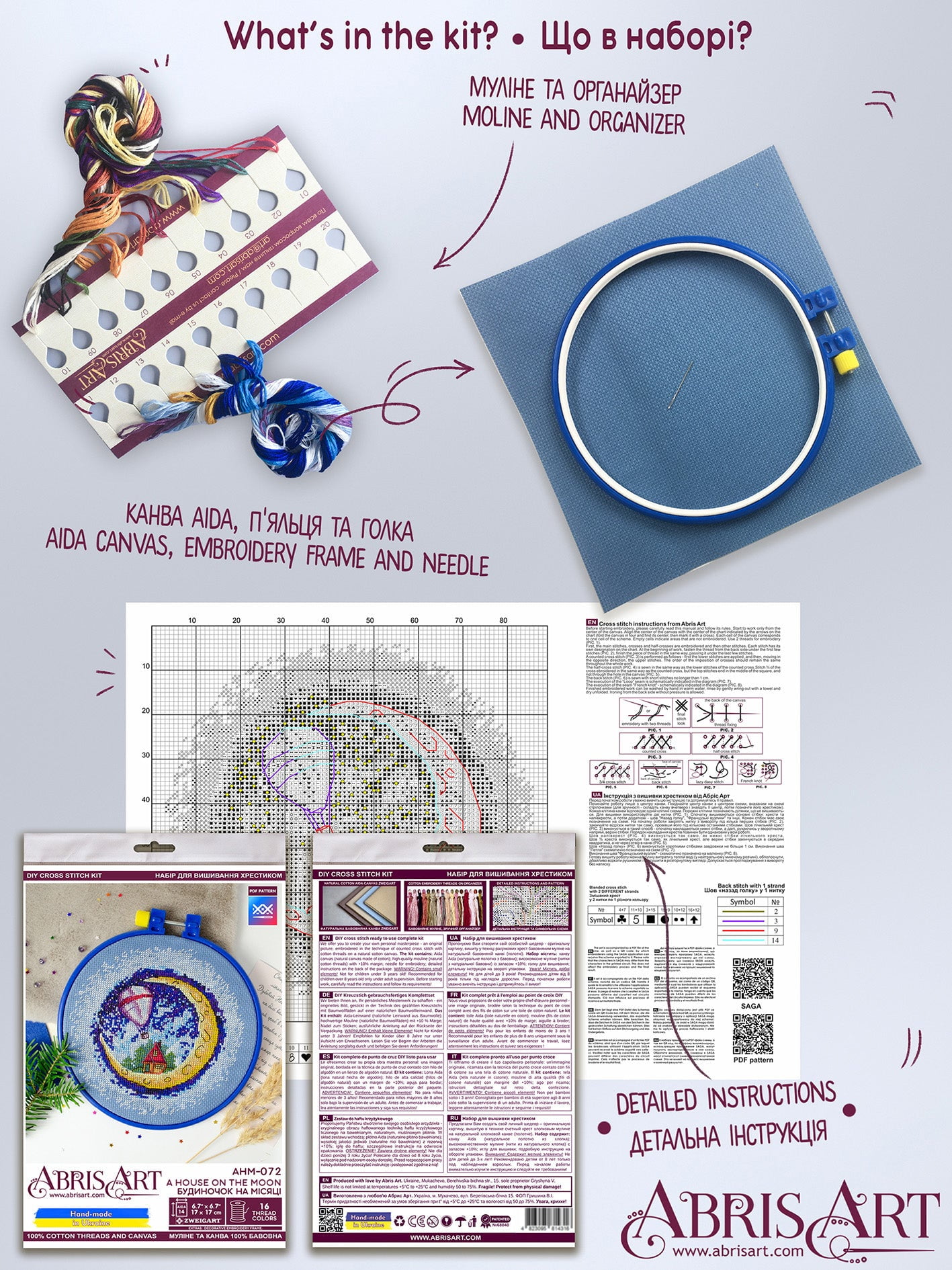 Counted Cross-stitch kit - ? house on the Moon AHM-072