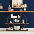 thumbnail image 4 of Industrial 4-Tier Console Table with Circle Base, Narrow Sofa Table for Living Room, Entryway Hallway - Rustic Brown, 4 of 8