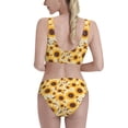 thumbnail image 6 of Pofeuu Brown Leaf Pattern Sunflower Print Womens Bathing Suits Modest High Waisted Bikini Sets Cute Halter 2 Piece Swim Suit, 6 of 7