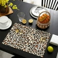 thumbnail image 4 of Cheetah Print Table Mats Set of 4, Heat Resistant Flax Linen Wrinkle Free Placemats, Vintage Animal Pattern for Bold Dining Table or Jungle Kitchen Decor, 4 of 6