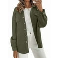 thumbnail image 1 of Veste Chemise Légère Décontractée d'Automne pour Femme à Manches Longues, Boutonnée, Coupe Ample, avec Poches, Vert Armée, TG, 1 of 6