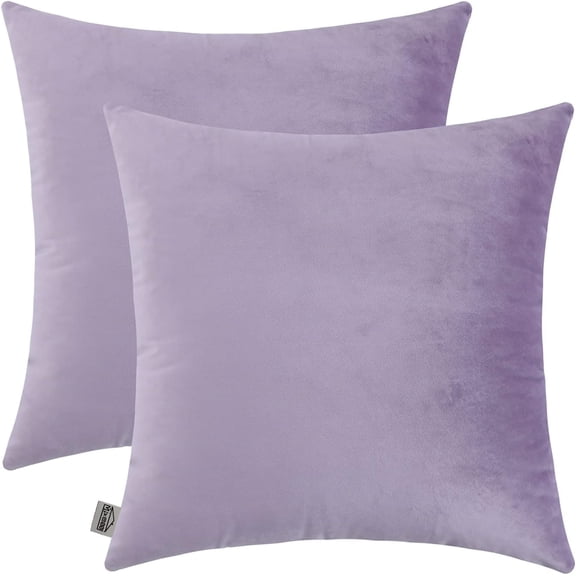Set of 2, 16x16 Inch Lavender Sofa Pillow Cover Velvet Home Decor Accent