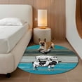thumbnail image 2 of Farmhouse Wooden Grain Round Area Rug 4Ft Washable Circle Rugs for Bedroom Dining Room, Vintage Country Cow Pig Chicken Blue Non-Slip Carpet Floor Mats Indoor Outdoor Carpet Runner Home Decor, 2 of 8