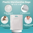thumbnail image 4 of Pack of 500 White Shopping Bags with Die Cut Handle 15 x 18 x 4 Thickness 1.25 Mil. Bottom Gussset. Low Density Polyethylene Bags 15x18x4 Retail Plastic Bags. Poly Bags with Die-Cut Handles., 4 of 7