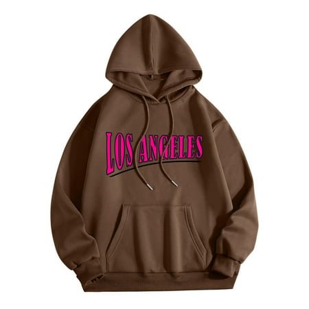 MKLEKYY Sweater Comb Womens Letter Printed Trendy Cool Fall/Winter Long Sleeved Drawstring Hooded Sweater