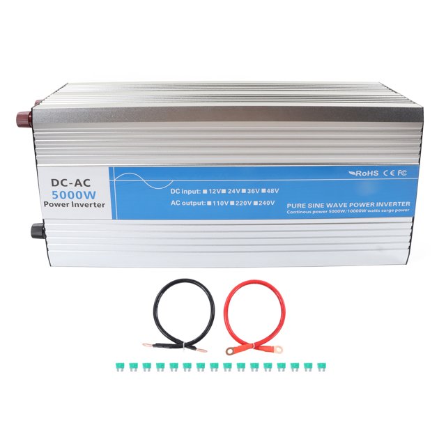 5000W Pure Sine Wave Inverter 2 AC Outlets LED Digital Display Car Power Inverter 5V 2.1A USB 10KW Peaking AC220V Input DC12V