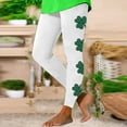 thumbnail image 2 of DDAPJ pyju Green Leggings for Women Irish Shamrock Printed Holiday Tights High Waisted Yoga Bottoms Casual Milk Silk Legging Buttery Soft Casual Skinny Pants Sales Today Clearance White M, 2 of 4
