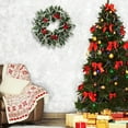 thumbnail image 4 of 13.78in Traditional Holly Wreath with Red Berries & Variegated Leaves, Festive Holiday Door Ornamentation for Indoor Outdoor Mantel Window Wall (A), 4 of 6