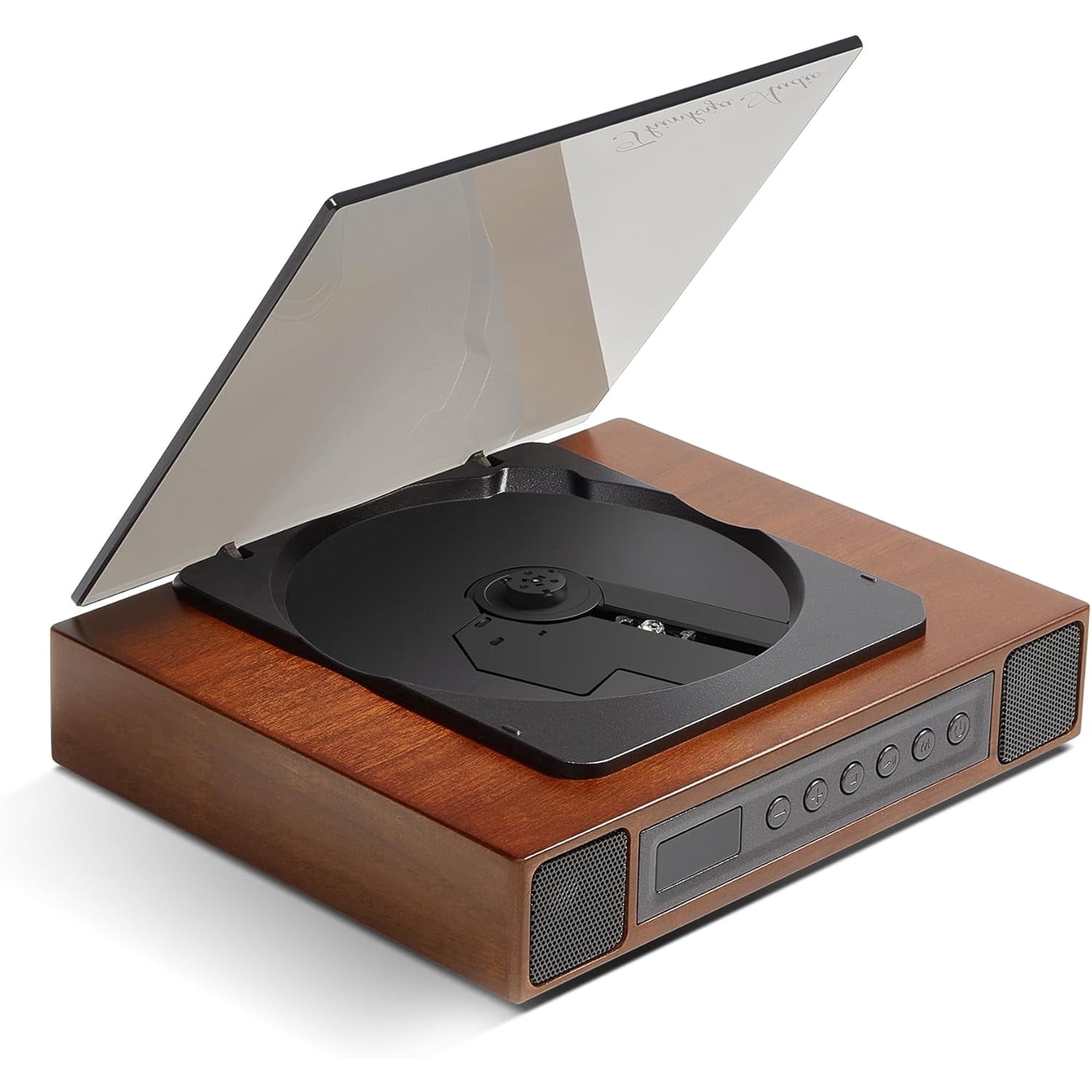 THINKYA K10 Wooden Retro CD Player for Home, Bluetooth CD Player with Dual Speakers & Deep Bass Sound, Rechargeable Portable Music Player with AUX & Optical Output, Remote Control, Vintage Home Audio