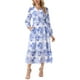 thumbnail image 2 of INSPIRE CHIC Vestidos de Chifón para Mujeres con Mangas Largas Semi Transparentes, Vestido Bohemio Floral con Volantes y Bolsillo Blanco M, 2 of 6