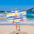 thumbnail image 2 of Yayeee Kids Hooded Towels Toddler Soft Absorbent Beach Bathing Wrap 50" x 23.5", Red Hand Drawn Sailboats, 2 of 5