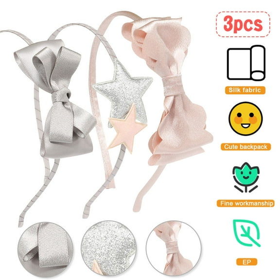 LNKOO 3 Pcs Bows Hairbands Girls Grosgrain Ribbon Hair Bows Headband Kids Hair Band Children Hair Accessories