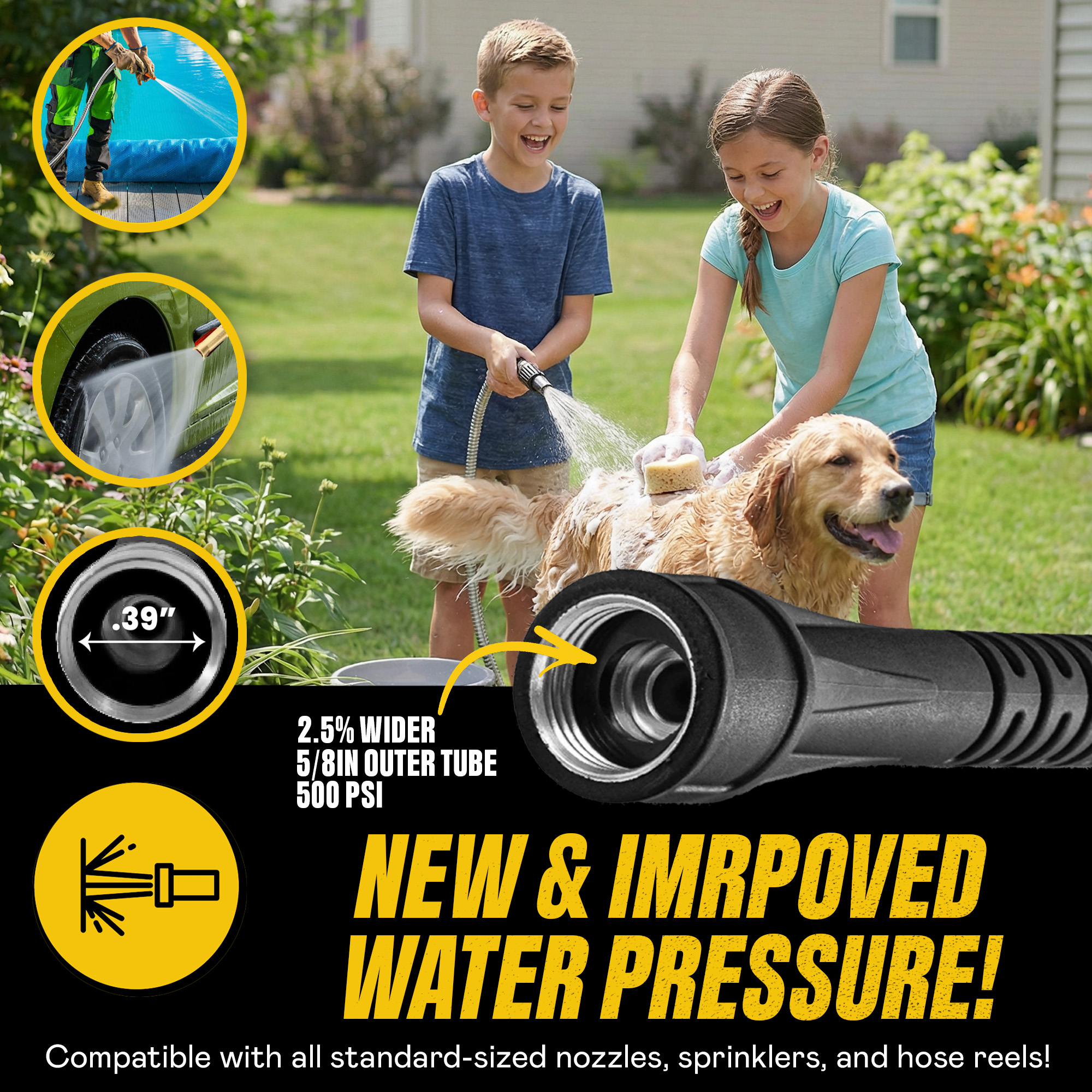 Bionic Steel 25 ft Stainless Metal Garden Hose with Nozzle photo 4