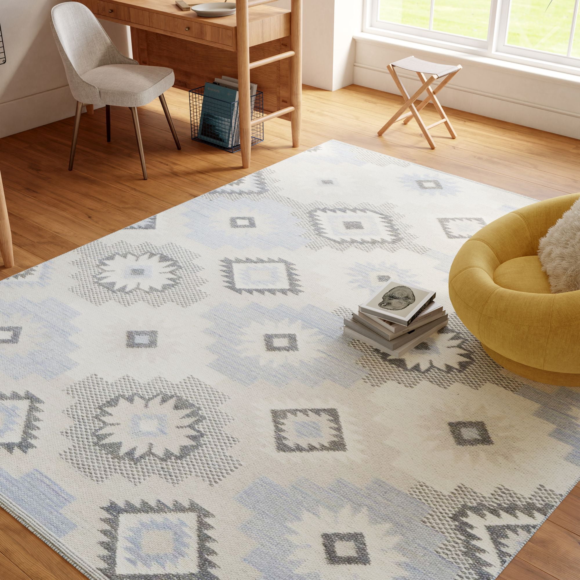 Nourison Copenhagen 8' x 10' Ivory Blue Modern Flatwoven Wool Indoor Rug