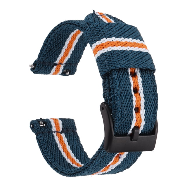 Correa de reloj de nylon Uxcell de 20 mm con liberación rápida, correa de repuesto multicolor con hebilla negra para hombres y mujeres, azul naranja