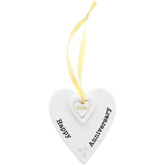 Happy 50th Anniversary - 3" Ceramic Keepsake Heart Plaque
