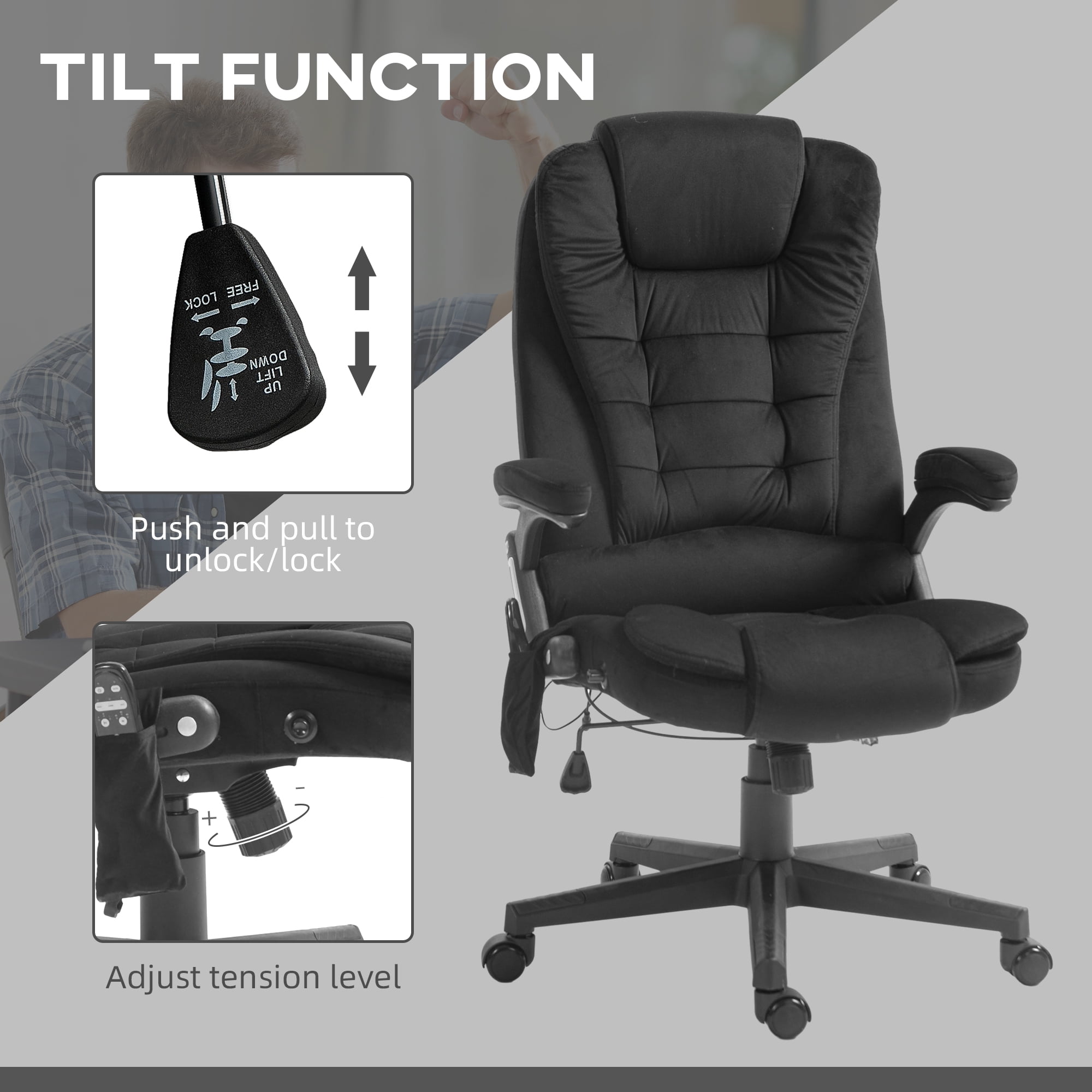 HOMCOM 6 Point Vibrating Massage Office Chair with Lumbar Heat
