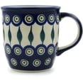 thumbnail image 3 of Polish Pottery 11 oz Mug (Peacock Leaves Theme) Hand Painted in Boleslawiec, Poland + Certificate of Authenticity, 3 of 6