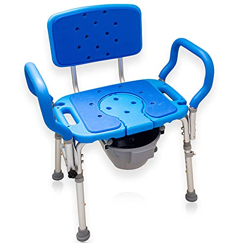 Platinum Health Samson Deluxe Chaise de Douche/bain/commode 3-en-1, Capacité de 600lb, Rembourrée avec Découpe et Insert. Robuste avec Hauteur Réglable et Siège TG