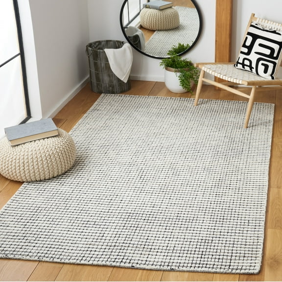 SAFAVIEH Abstract Stephanie Plaid Wool Area Rug, Gray/Ivory, 5' x 8'