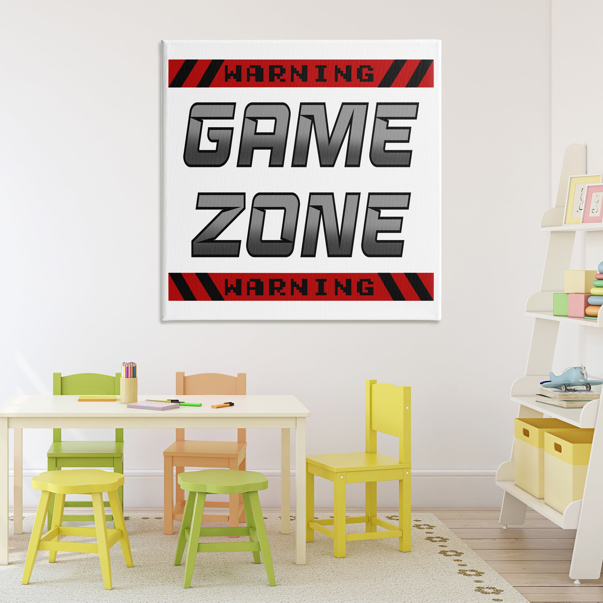 Stupell Industries Game Zone Warning Canvas Wall Art, design by Marcus Prime
