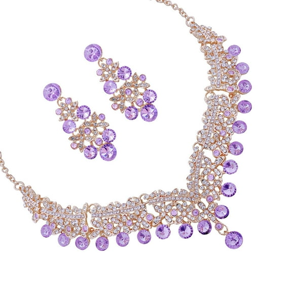 Raindrops 1 set of Women Necklace Earrings Exquisite Wedding Necklace Rhinestones Earrings