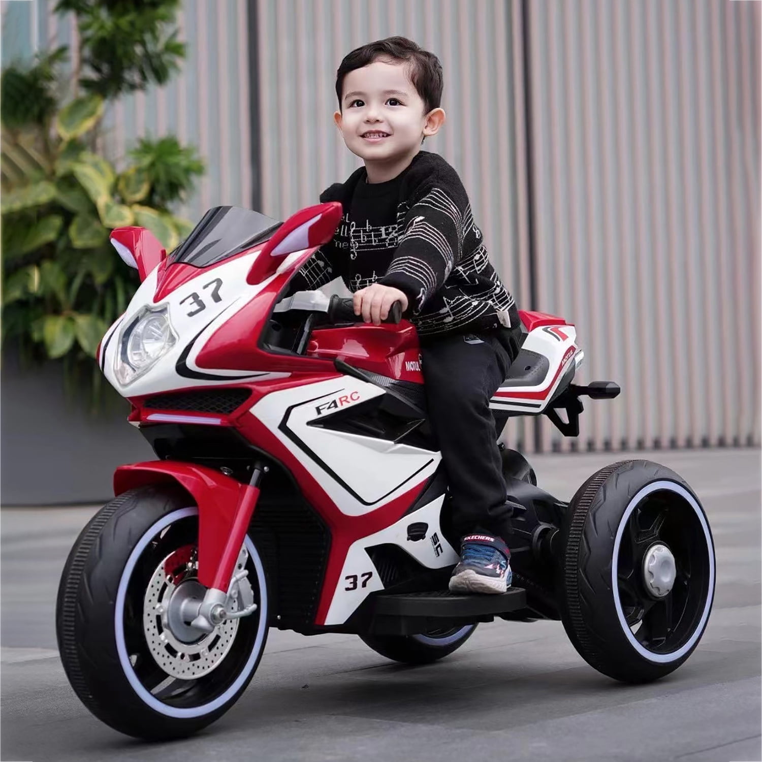 CIPACHO Electric Motorcycle for Kids, 6V Battery Powered 3 Wheel Kids Ride On Car with Music, Gift Toy for 3-4 Years Children Red