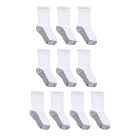 Hanes Boys Double Tough Durability Crew Socks, 10 Pack