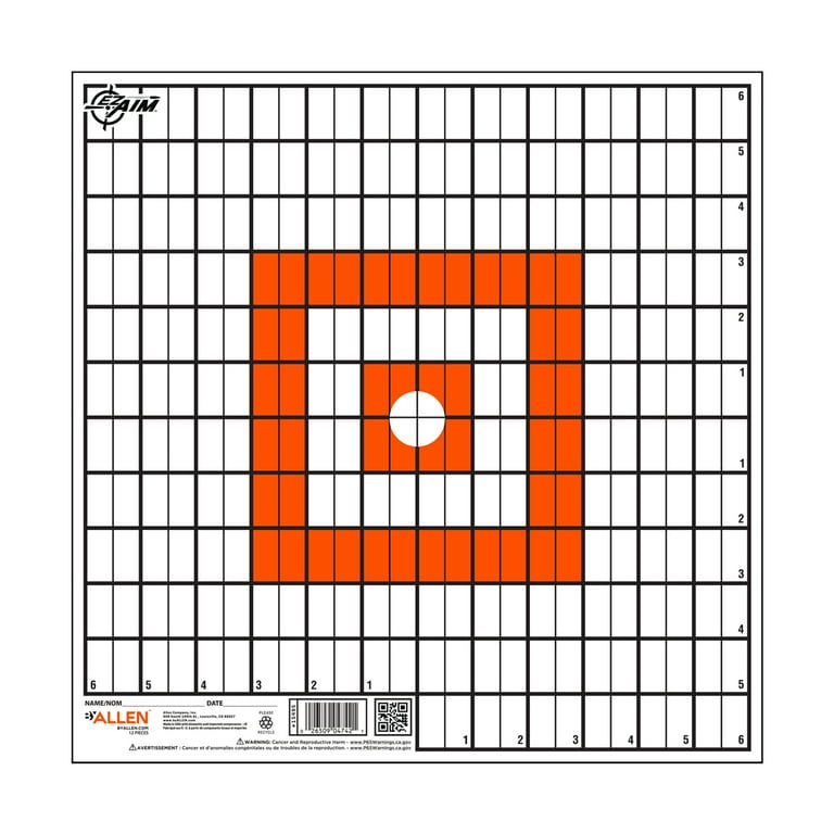 Ez Aim Paper Shooting Target, 12 In Sight-In Grid, 12-Pack, Orange