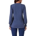 thumbnail image 3 of INSPIRE CHIC Women's V Neck Long Sleeve T Shirts Pleated Casual Tunic Blouse Tops, 3 of 5