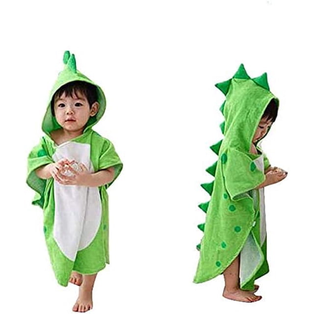 Toallas con capucha para bebés - patrón de dinosaurios - algodón - hermosas toallas de baño para niños - faldas de playa - capas con capucha para bebés, niños y niñas (verde) Zefei Wu 9024735016854