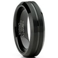 thumbnail image 1 of Mens Tungsten Wedding Band Black Ring Grooved Center 6MM, 1 of 3